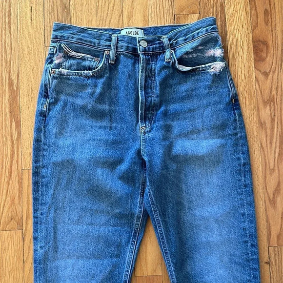 Agolde sz 27 button fly jeans Riley style 11.5” rise 25” inseam great pre owned - Picture 2 of 9